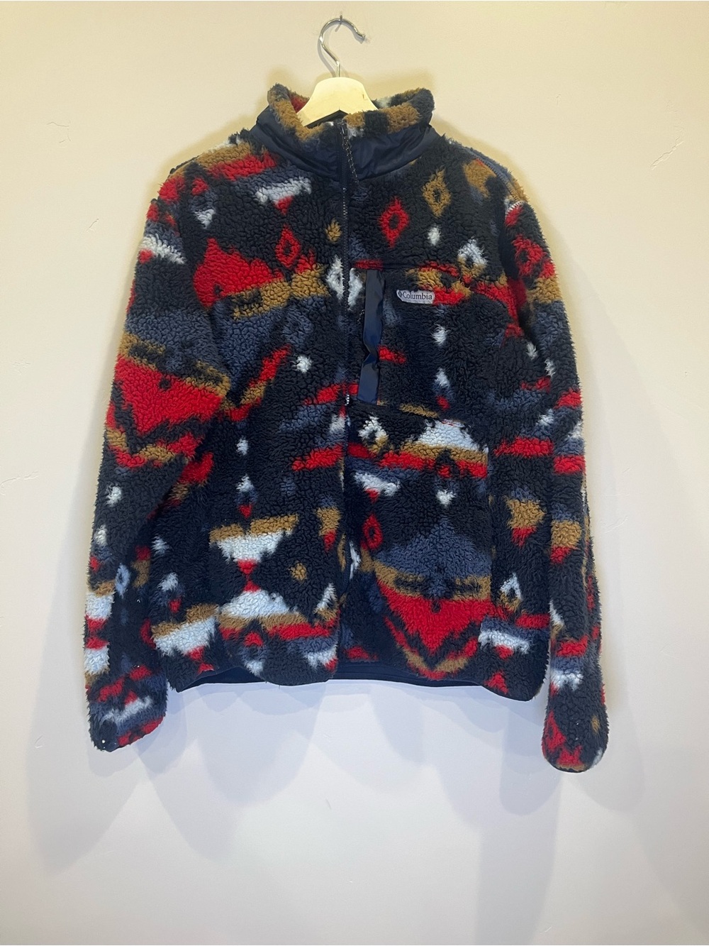 Columbia Multicolor Sherpa Fleece Jacket - Black, Red, Gold, White